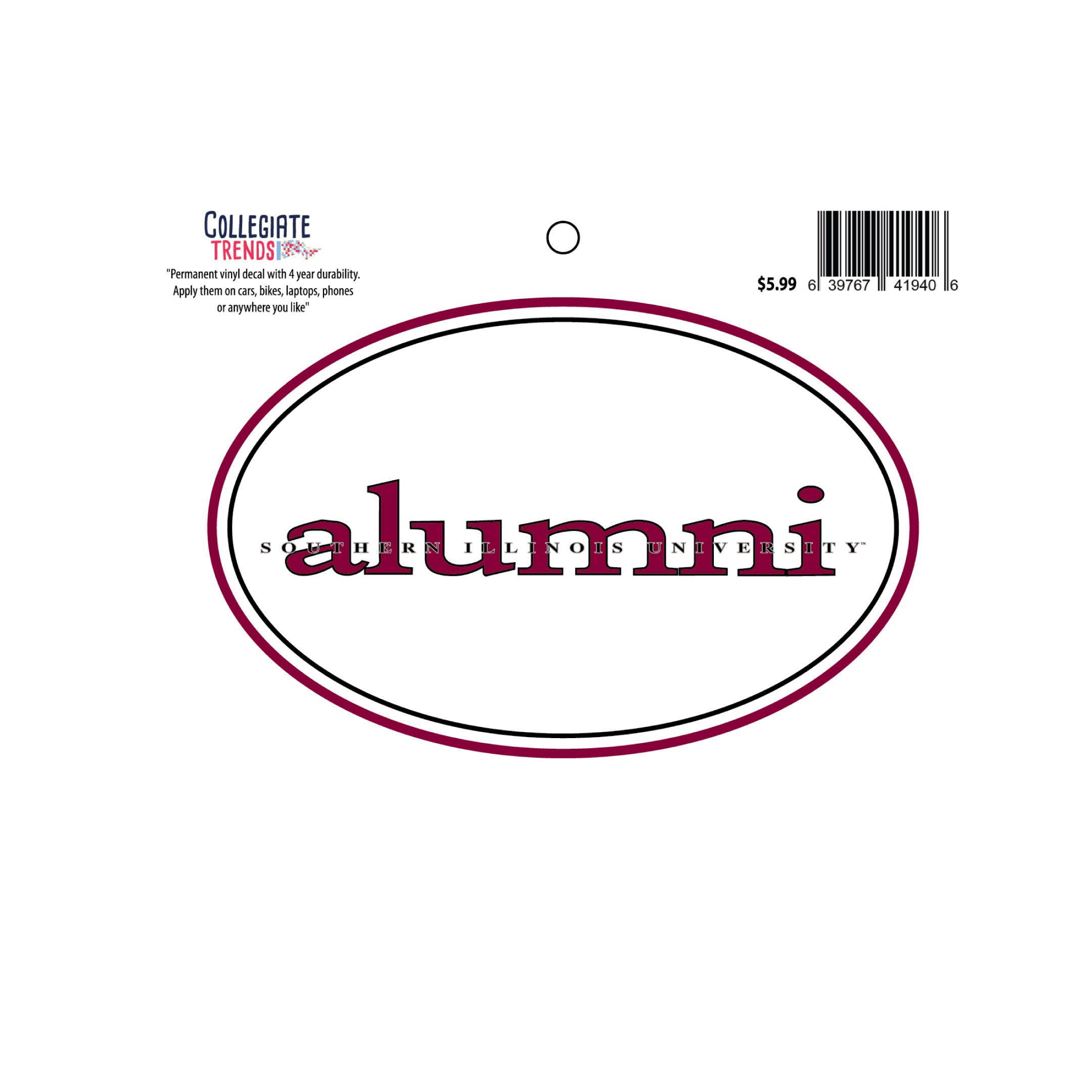 Image for the CT® SOUTHERN ILLINOIS UNIVERSITY OVAL ALUMNI DECAL product