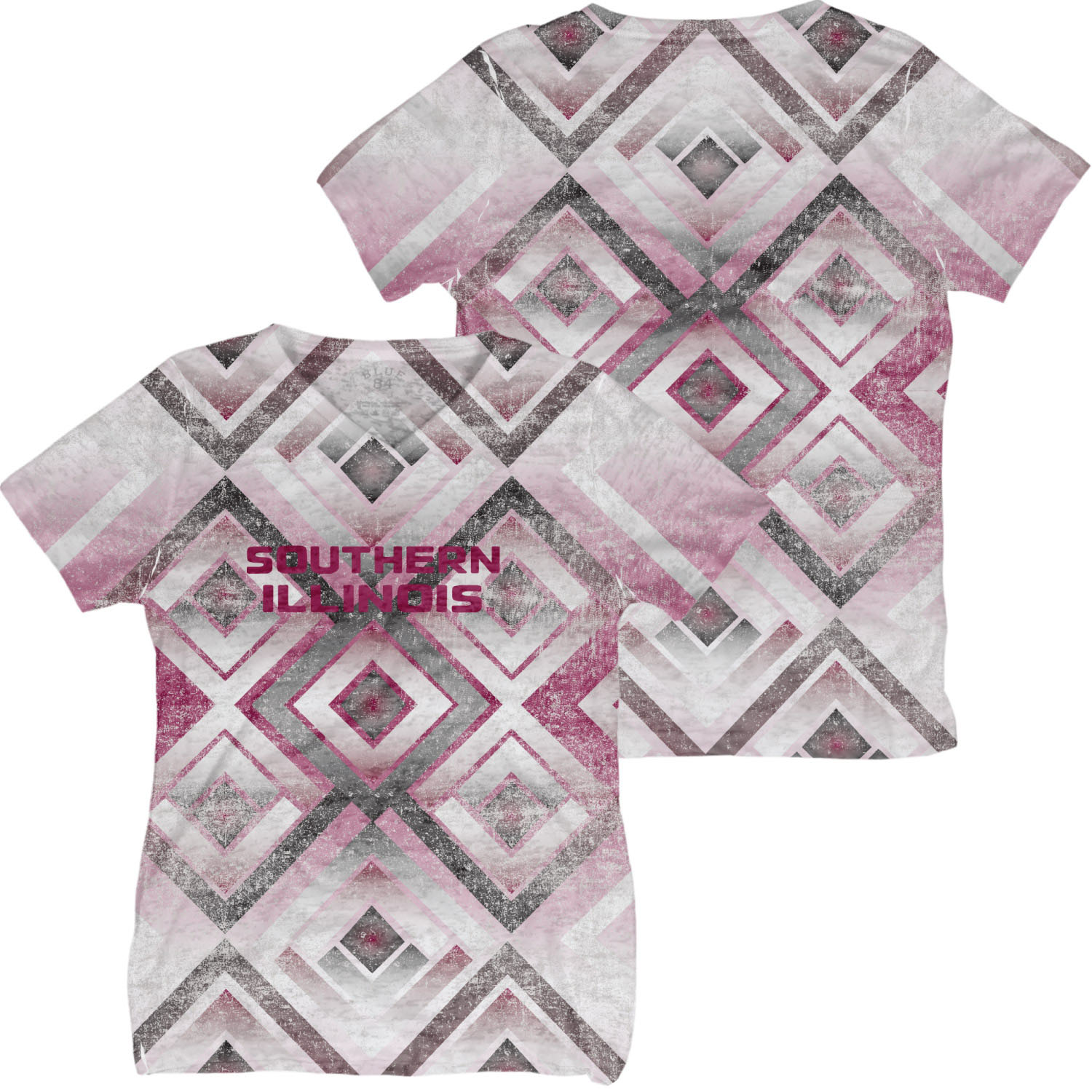 Image for the BLUE 84® SOUTHERN ILLINOIS "JACK OF DIAMONDS" SUBLIMATED V-NECK SHIRT product