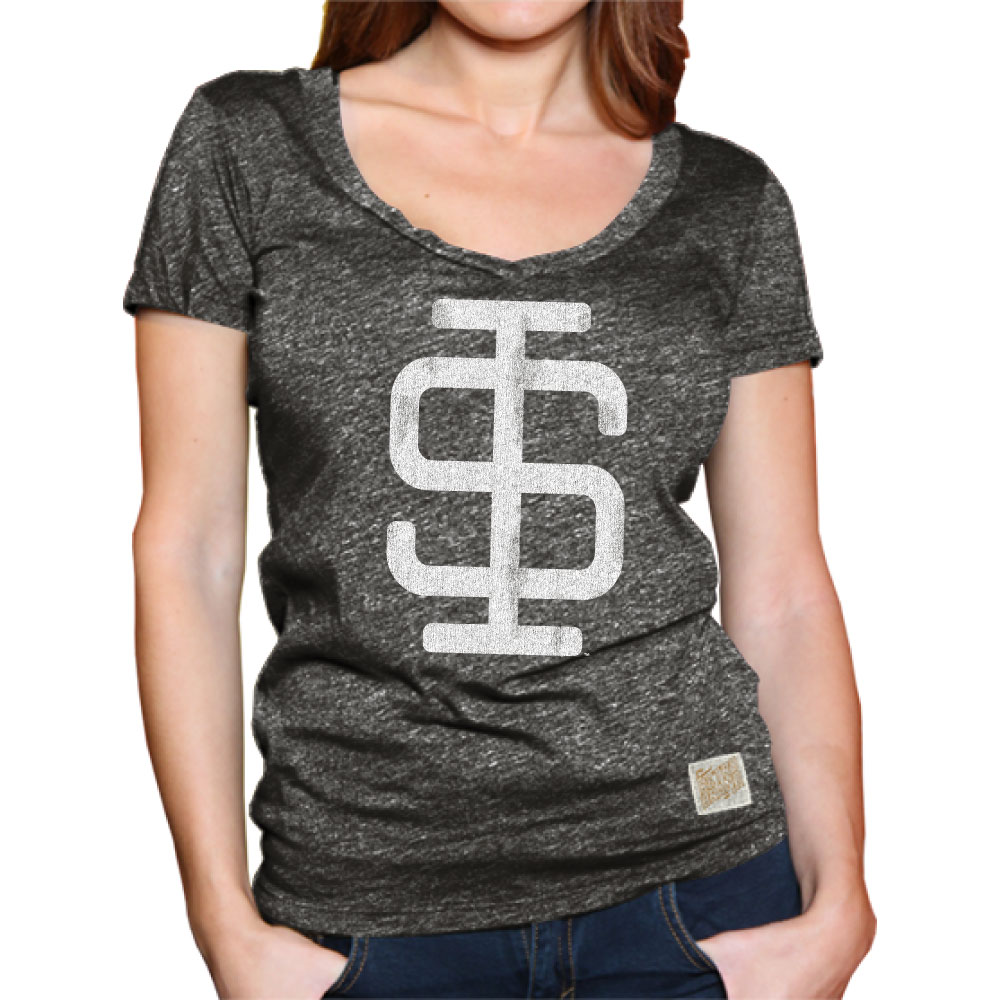 Alternative Image for the RETRO BRAND® LADIES LEGACY SI V-NECK LEGACY BLACK OR MAROON T-SHIRT product