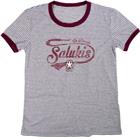 Image for the BLUE 84® SALUKIS PAW PRINT LADIES TRI BLEND RETRO STRIPE RINGER product