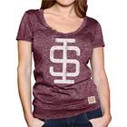 Image for the RETRO BRAND® LADIES LEGACY SI V-NECK LEGACY BLACK OR MAROON T-SHIRT product