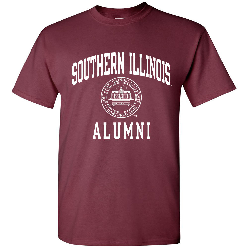 Image for the PROMO® SOUTHERN ILLINOIS ALUMNI SEAL MAROON T-SHIRT product