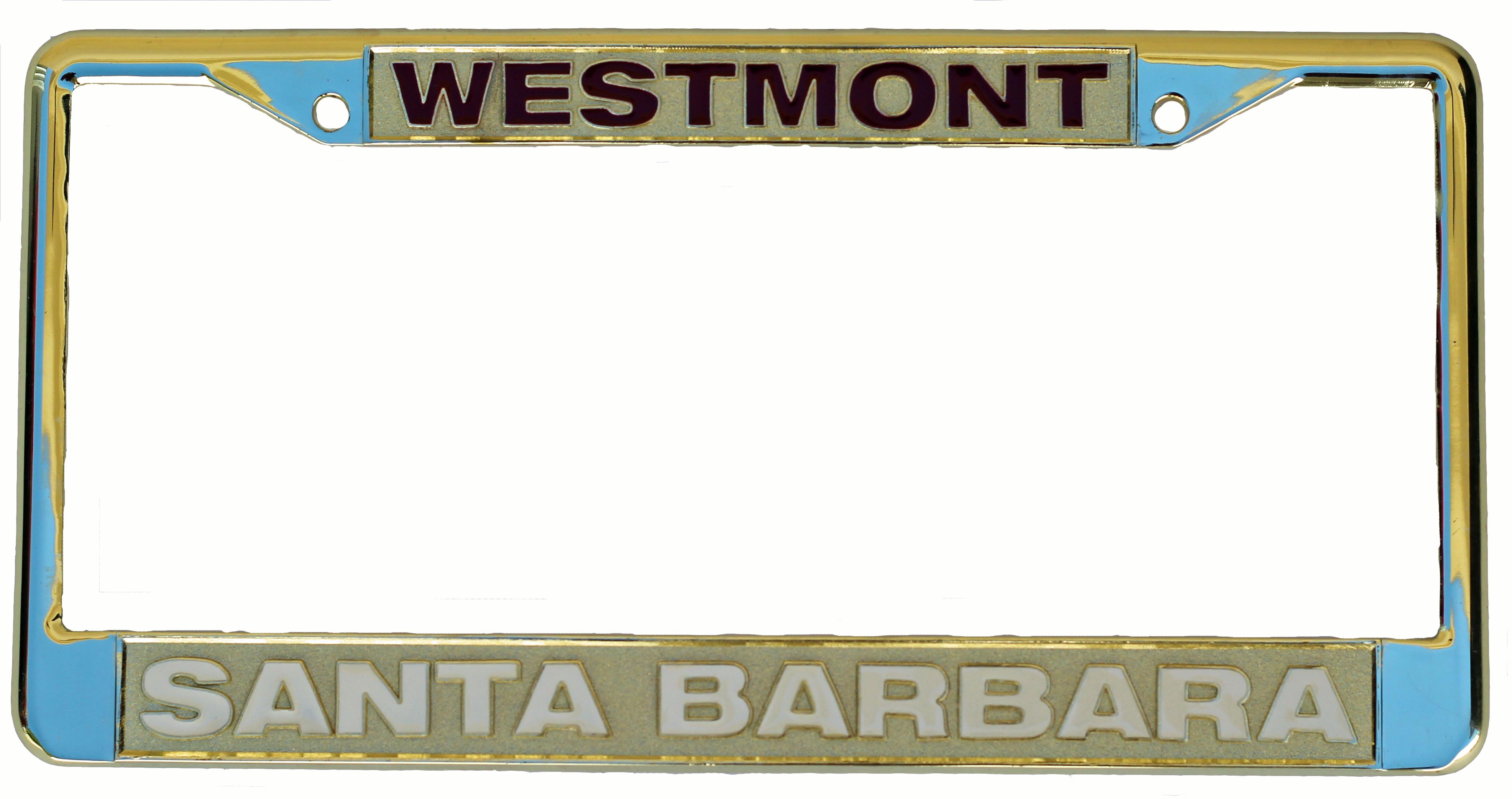 Image for the Gold Westmont Santa Barbara License Plate Frame product