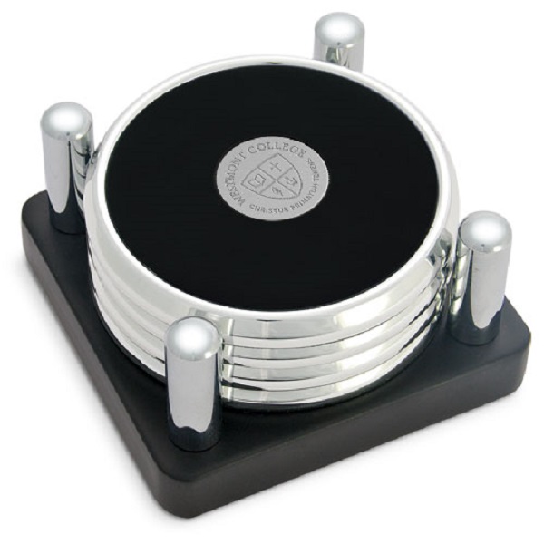Image for the CSI 17Q/S-S Silver Coaster Set of 4 w/metal stand product